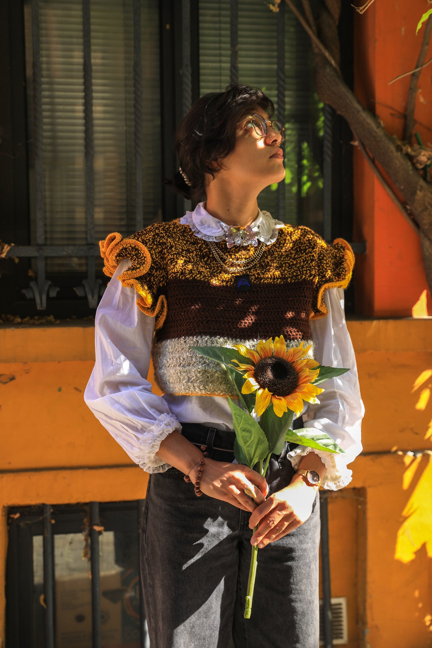 Croptop froufrou jaune