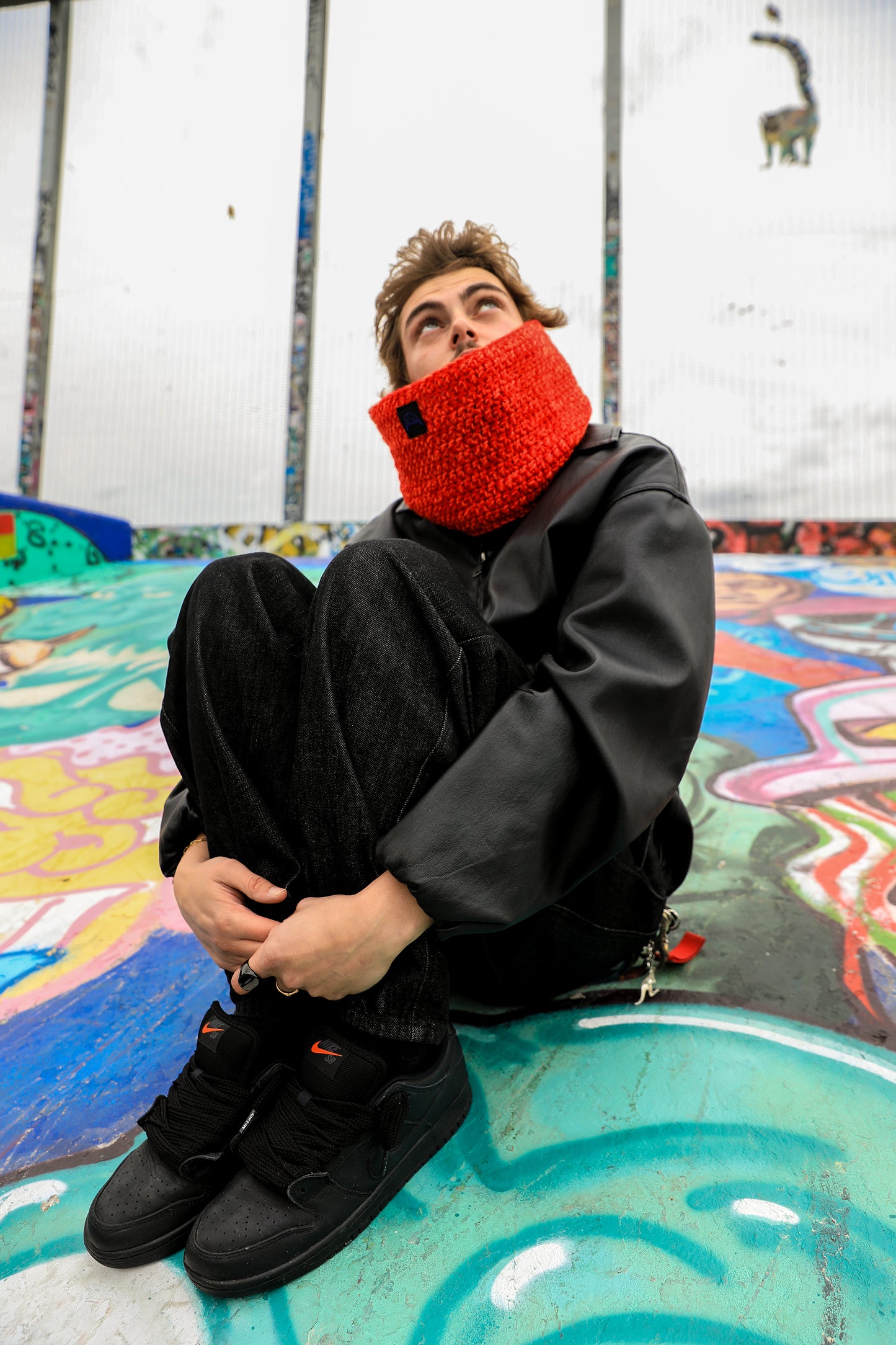 Snood orange et rouge