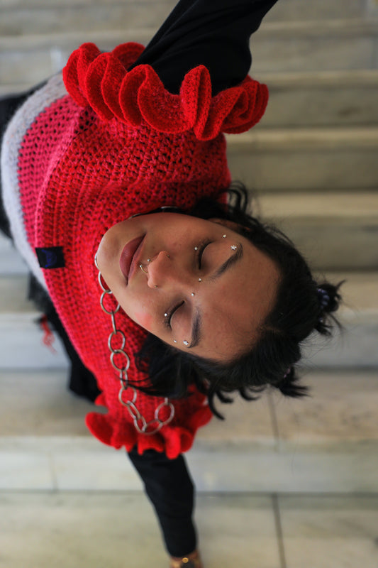 Croptop froufrou rouge