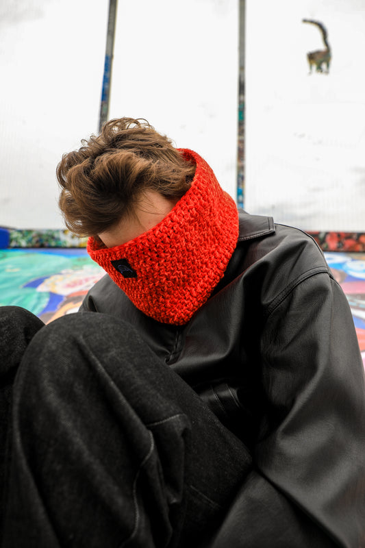 Snood orange et rouge