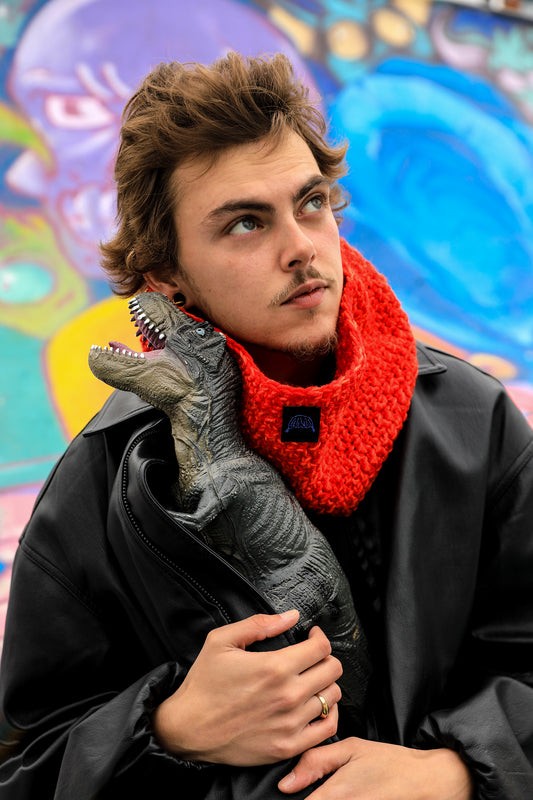 Snood orange et rouge
