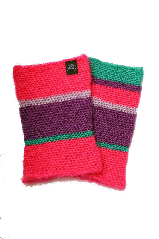 Guêtres rayées rose, lilas, violet et vert